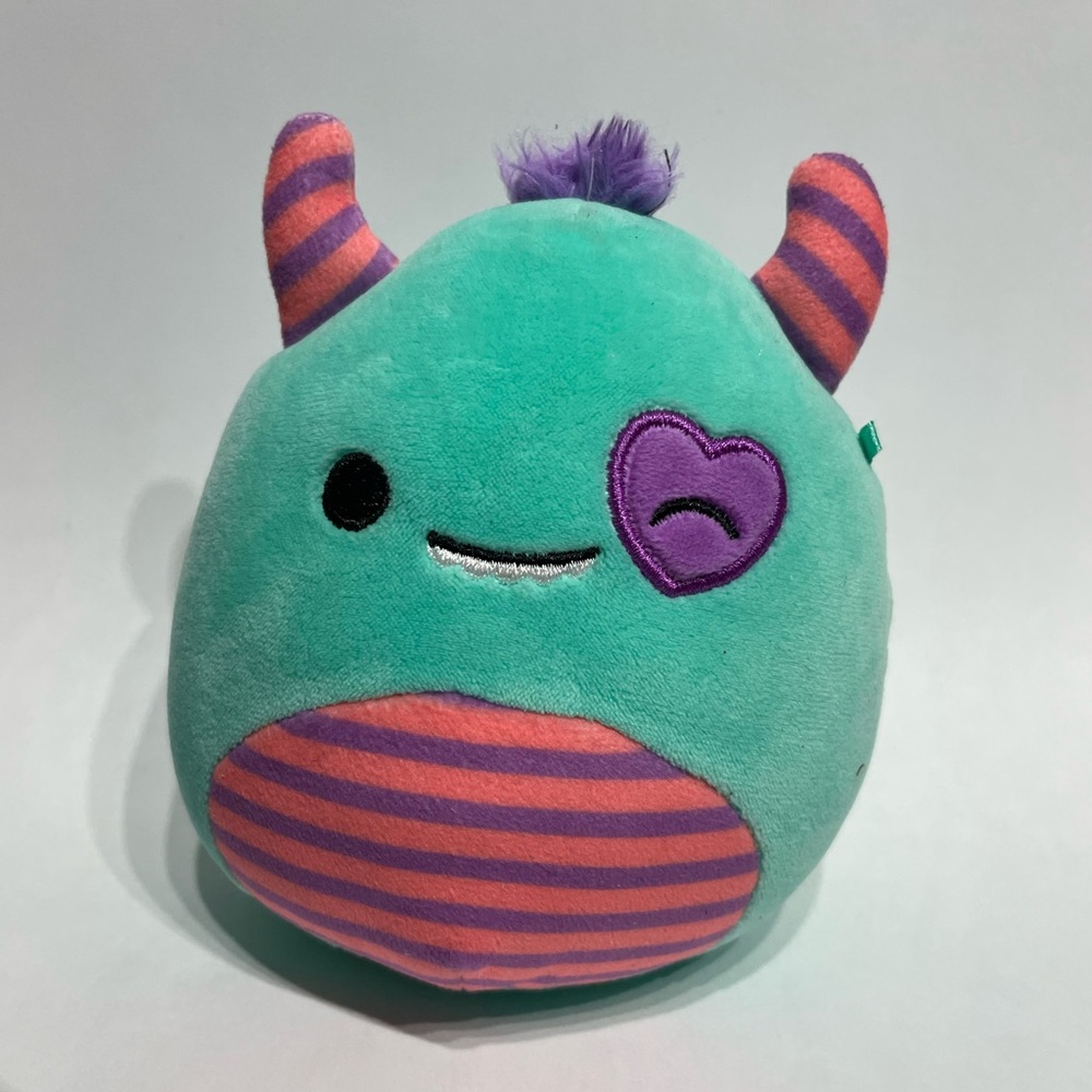 5” Original Squishmallows Valentines Leon The Monster Blue Plush Excellent Cond